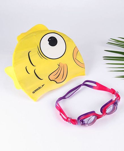 Speedo Sea Squad Cap And Goggle Set - Yellow and PInk