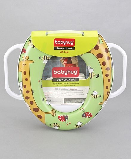 Babyhug Baby Potty Seat With Handle Giraffe Print - Green