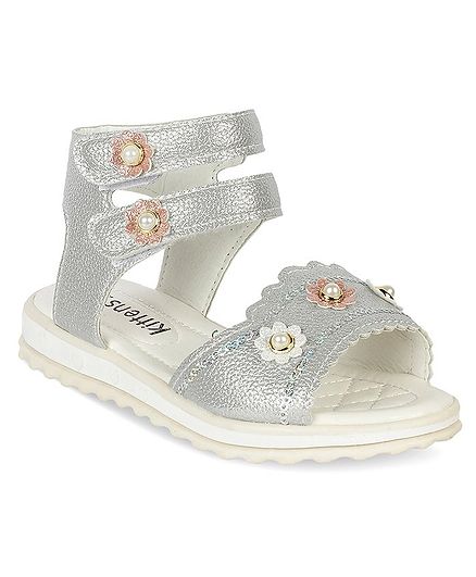 Kittens Shoes Flower Deatiled Sandals - Silver