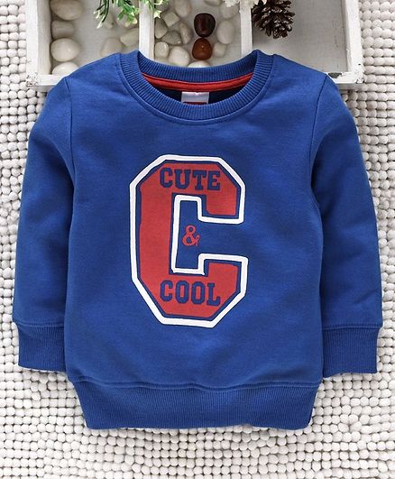 Babyhug Full Sleeve Sweatshirt Cute & Cool Print - Blue