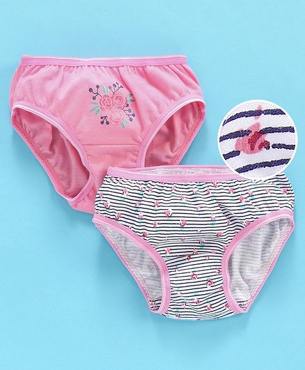 Babyhug Cotton Panties Floral Print Pack Of 2 - Pink