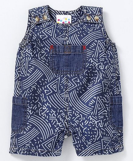 Eimoie Printed Sleeveless Romper - Dark Blue