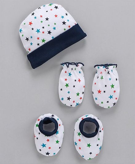 Babyhug Cap Mittens & Booties Set Star Print - Multicolor