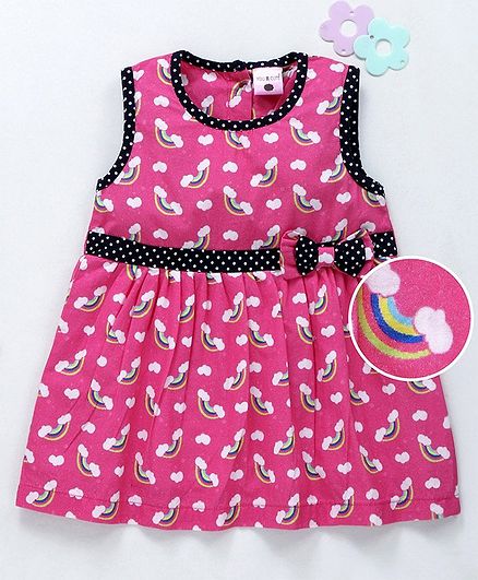 U R Cute Sleeveless Rainbow Print Dress - Pink