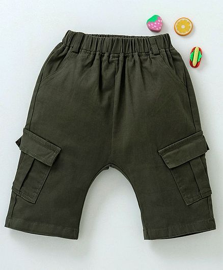 Meng Wa Elastic Waist Shorts - Olive Green
