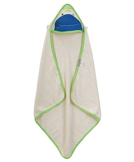 Mi Dulce An'ya Organic Terry Hooded Towel Dino Design - White Green