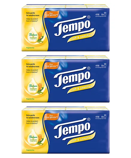 Tempo Soft & Sensitive Pocket Handkerchiefs - Pack of 24