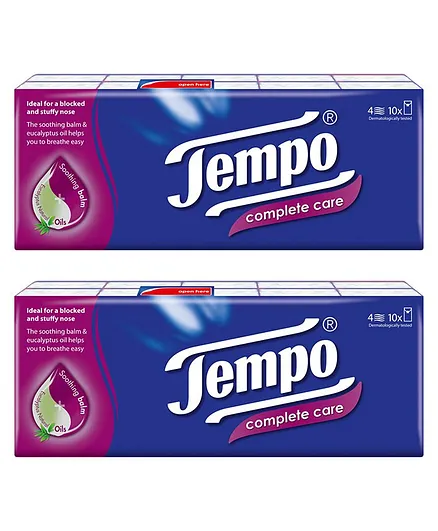 Tempo Complete Care Handkerchief Tissues 4 Ply - Pack of 20