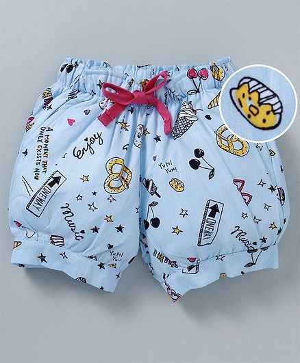 Cucumber Shorts With Drawstring Multiprint - Blue