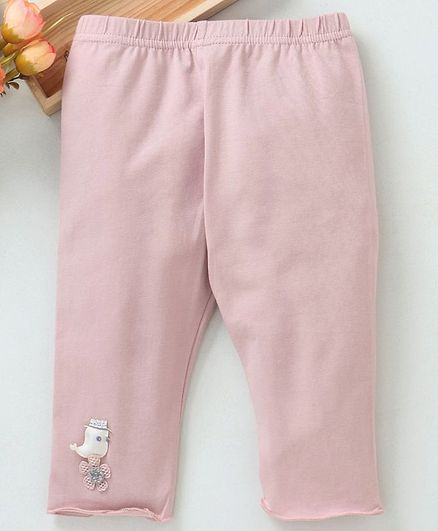 Meng Wa Full Length Leggings Bird & Floral Patch - Pink