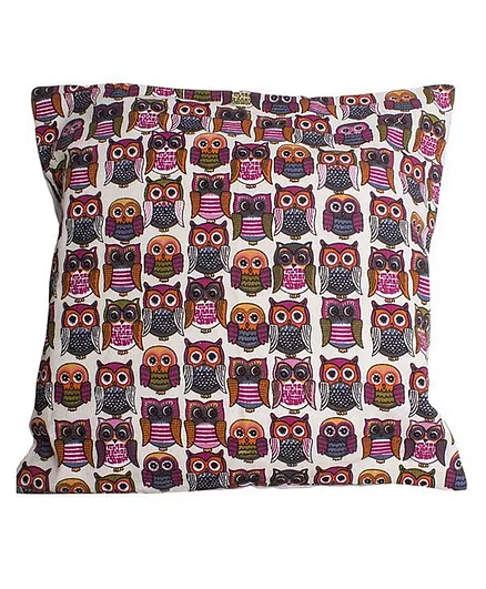 Little Nests Owl Printed Cushion Cover - Multicolour