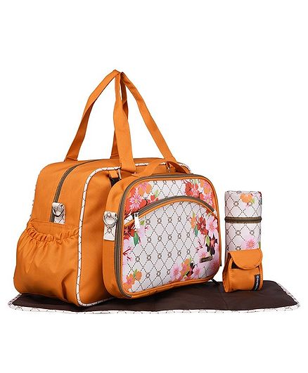 My Milestones Diaper Bag Duo Detach - Orange Floral