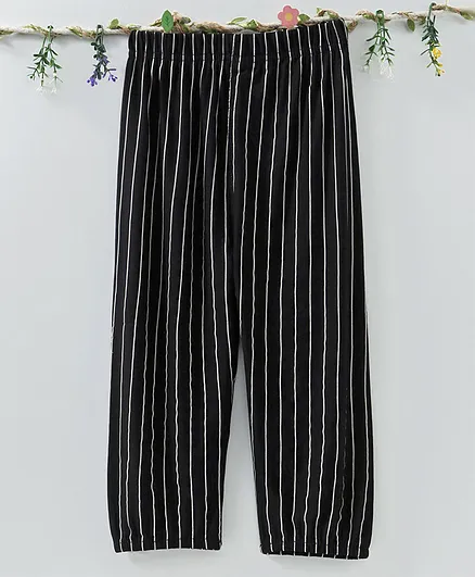 Meng Wa Striped Full Length Pants - Black