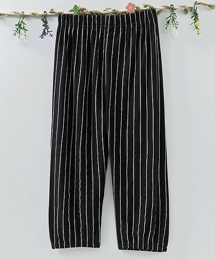 Meng Wa Striped Full Length Pants - Black