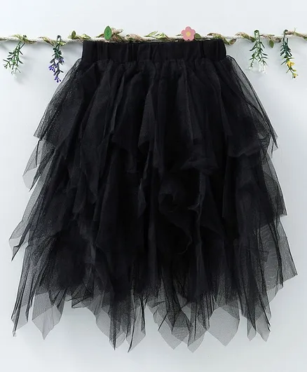 Meng Wa Party Wear Skirt Net Skirt - Black
