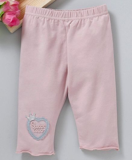 Meng Wa Full Length Leggings Sweet Love Embroidery - Pink