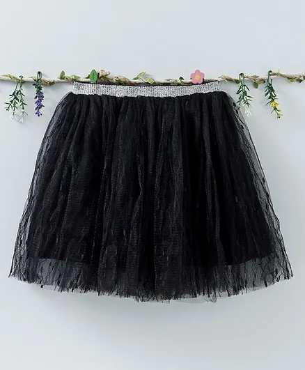 Meng Wa Party Wear Skirt Net Skirt - Black