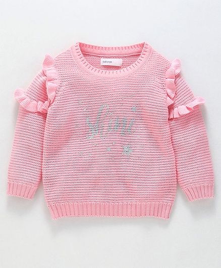 Babyoye Full Sleeves Sweater Ruffle Detailing - Pink