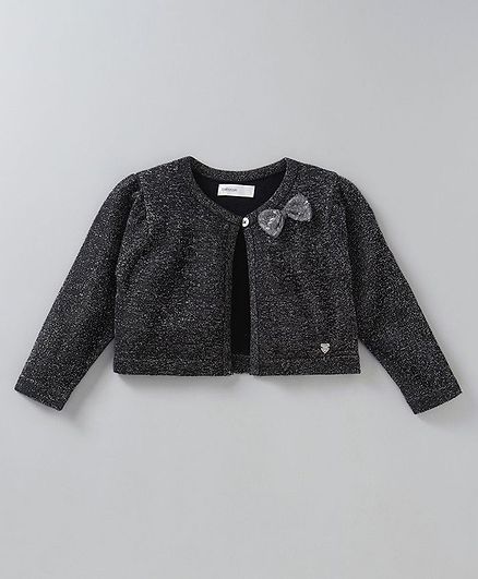 Babyoye Cotton Full Sleeves Shrug Bow Applique - Anthara Melange