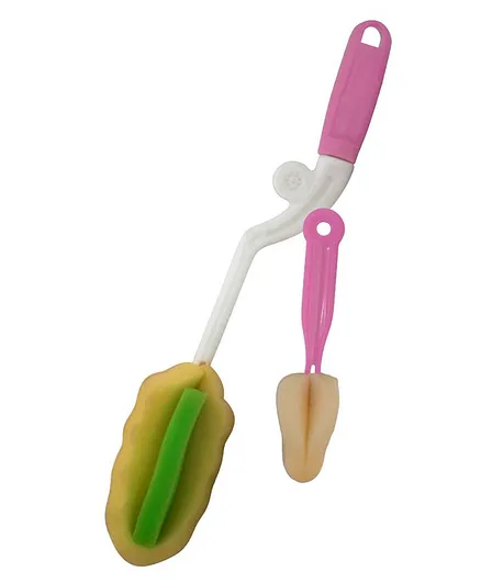 Beebaby 2 in 1 Bottle and Nipple Cleaning Sponge Brush - Pink