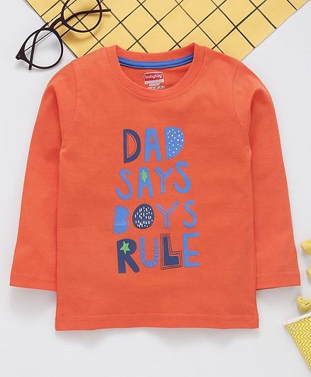 Babyhug Full Sleeves T-Shirt Graphic Print - Orange