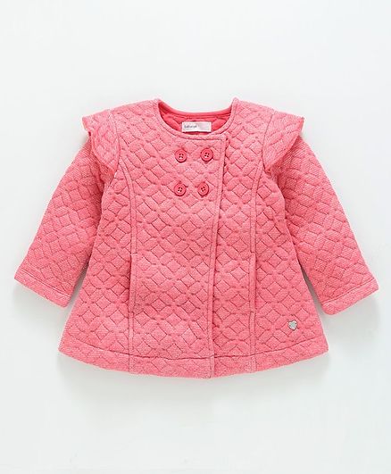 Babyoye Full Sleeves Blazer Surface Texture Pattern - Peach