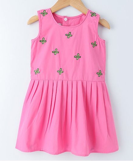 Mish Organic Cactus Embroidered Sleeveless Dress - Light Pink