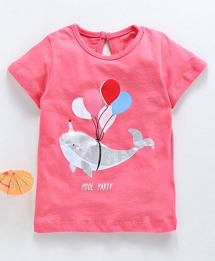 Kookie Kids Half Sleeves Tee Pool Party Print - Pink