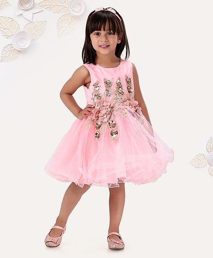 Mark & Mia Sleeveless Party Frock Floral Corsage - Pink