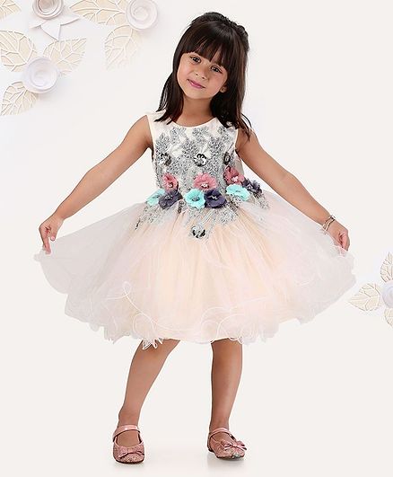 Mark & Mia Sleeveless Party Frock Floral Embellishment - White