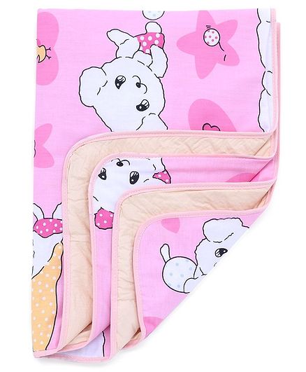 Diaper Changing Baby Mat Puppy Print - Light Pink