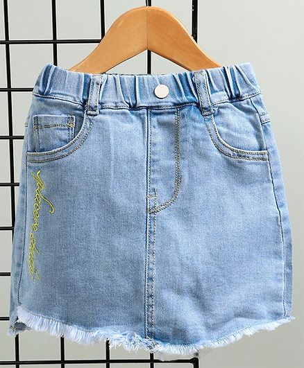Kookie Kids Denim Skirt Embroidered - Light Blue