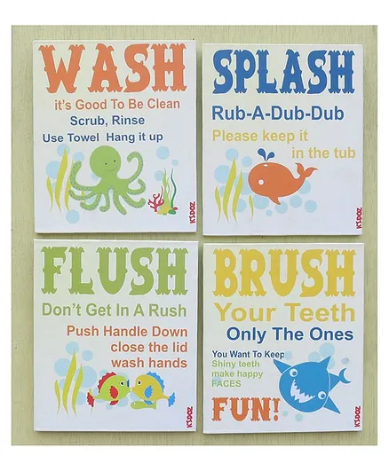Kidoz Bathroom Fun Canvas Pack Of 4 - Multicolour