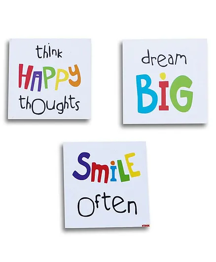 Kidoz Smile Dream Happy Thoughts Canvas Pack Of 3 - Multicolour