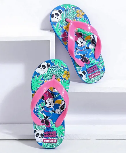 Cute Walk by Babyhug Flip Flops Minnie Mouse Print - Blue Pink