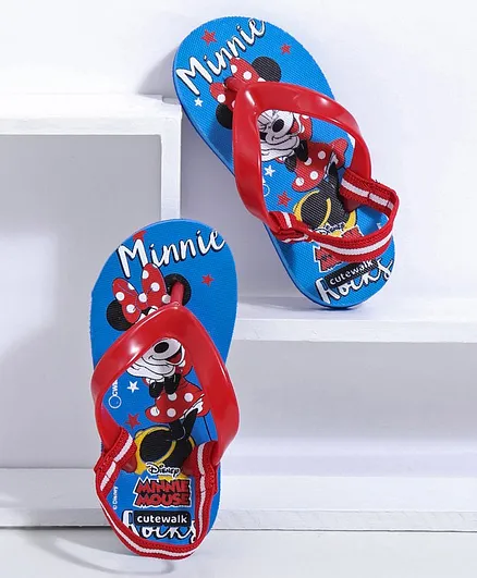 Cute Walk by Babyhug Flip Flops Minnie Mouse Print - Blue Red