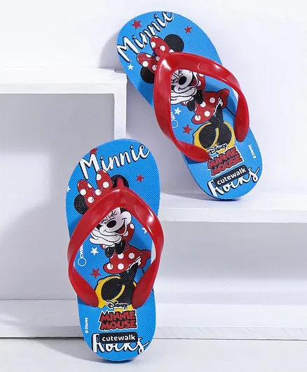 Cute Walk by Babyhug Flip Flops Minnie Mouse Print - Blue Red