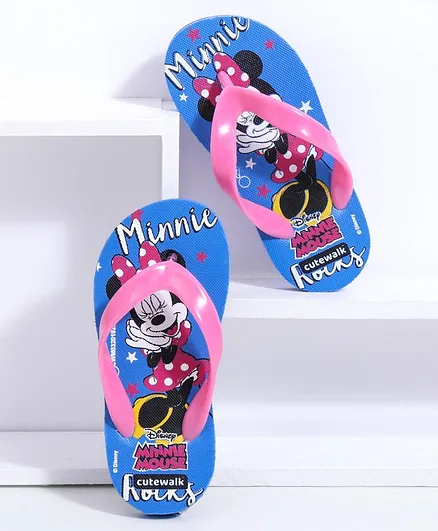 Cute Walk by Babyhug Flip Flops Minnie Mouse Print - Blue Pink