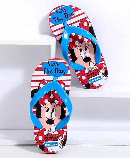 Cute Walk by Babyhug Flip Flops Minnie Print - Blue