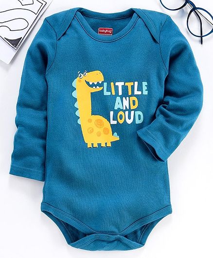 Babyhug Full Sleeves Onesie Dinosaur Print - Blue