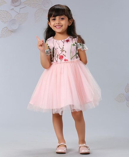 Mark & Mia Cold Shoulder Embroidered Frock - Pink