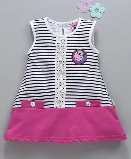 U R Cute Sleeveless Striped Dress - Pink