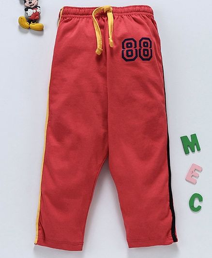 Babyhug Full Length Track Pant 88 Number Print - Red