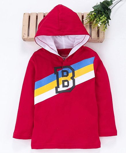 Babyhug Full Sleeves Hooded Shirt - Red