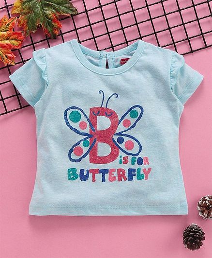 Babyhug Half Sleeves Tee Butterfly Print - Blue