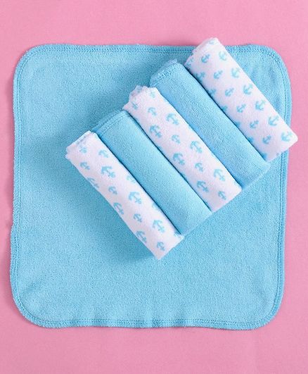 Babyhug Cotton Terry Hand And Face Towels Blue - Pack of 6