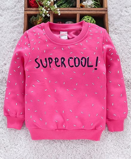 Babyhug Full Sleeves Sweatshirt Supercool Print - Pink