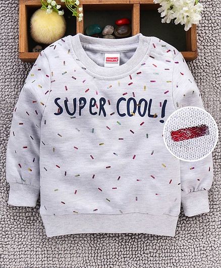 Babyhug Full Sleeves Sweatshirt Graphic Print - Light Grey