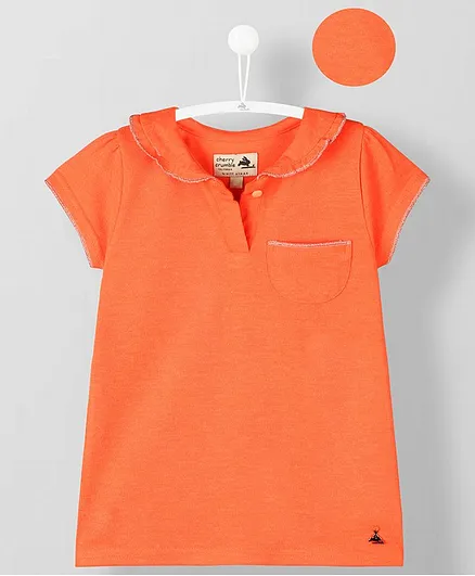 Cherry Crumble by Nitt Hyman Half Sleeves Solid Tee - Orange