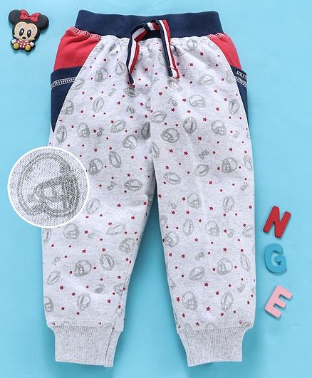 Babyhug Full Length Lounge Pant Rugby Print - Grey